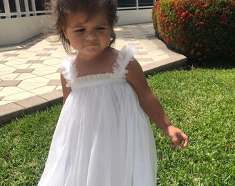 6m - 5T White baby dress, Princess Dress , Toddler dress, Toddler Birthday dress, First Birthday dress, Easter Dress, Flower girl dress