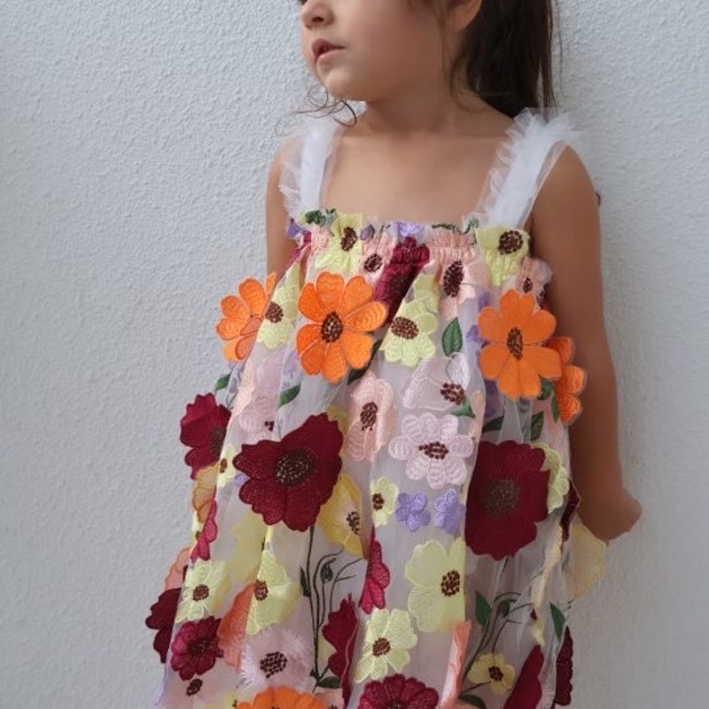 White Tulle Flower Girl Party Dress for Toddlers and Girls