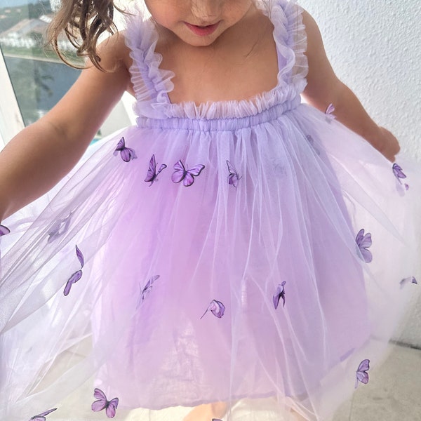3M - 6Y Schmetterling Kleid, Lila Kleid, Baby Kleid, Prinzessinnen Kleid, erster Geburtstag Kleid, Fairy Dress Kleid, Smash the Cake