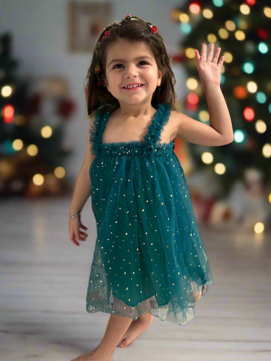 dark green infant dress Ribbed Forest Green Ultra Soft Knotted Baby Gown – Three Little Tots main image 1