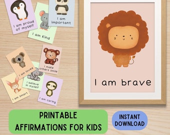 Affirmations for Kids, Affirmational Poster, Affirmational Print, Affirmations Card Deck, Kids Positive Mindset, Affirmational Art for Kids