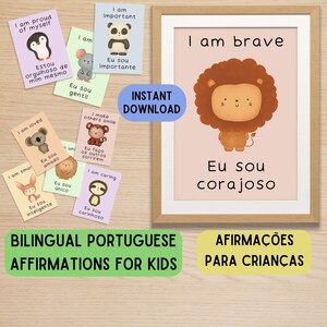 Affirmationen für Kinder, zweisprachig, Affirmationen für Kinder, Affirmational Print, Kinder positive Einstellung, Affirmational Poster Set