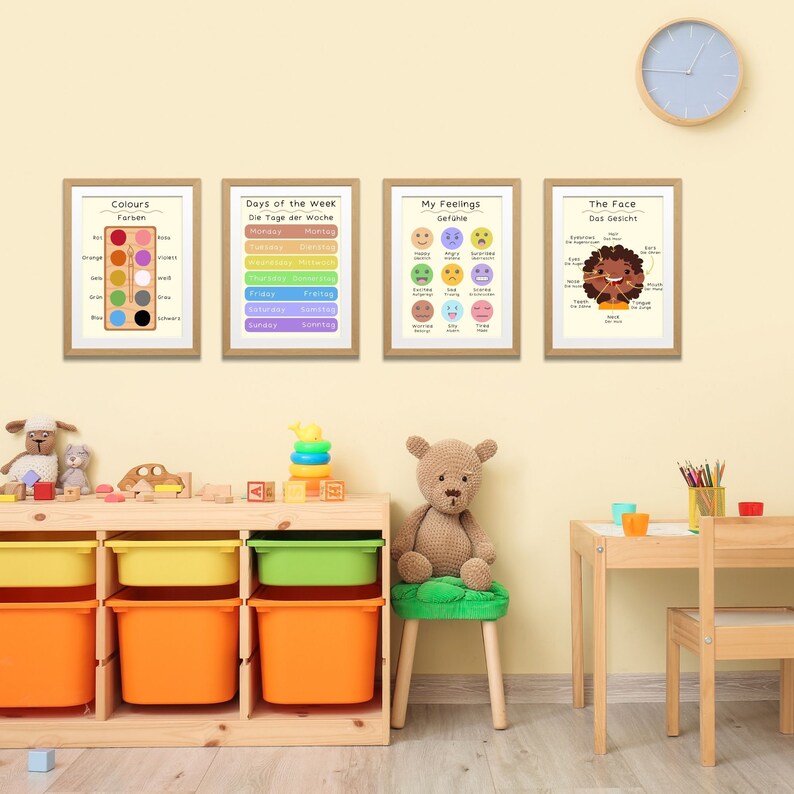 Lernposter Englisch Deutsch, Lernposter 20er Set, Lernposter Kinder