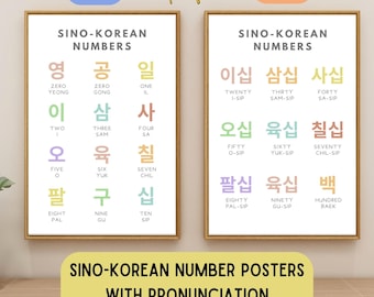Sino-Korean Number Print, Learn Korean Language Poster, Korean Learning, Language Printable, Downloadable Korean wallart, Korean Numbers