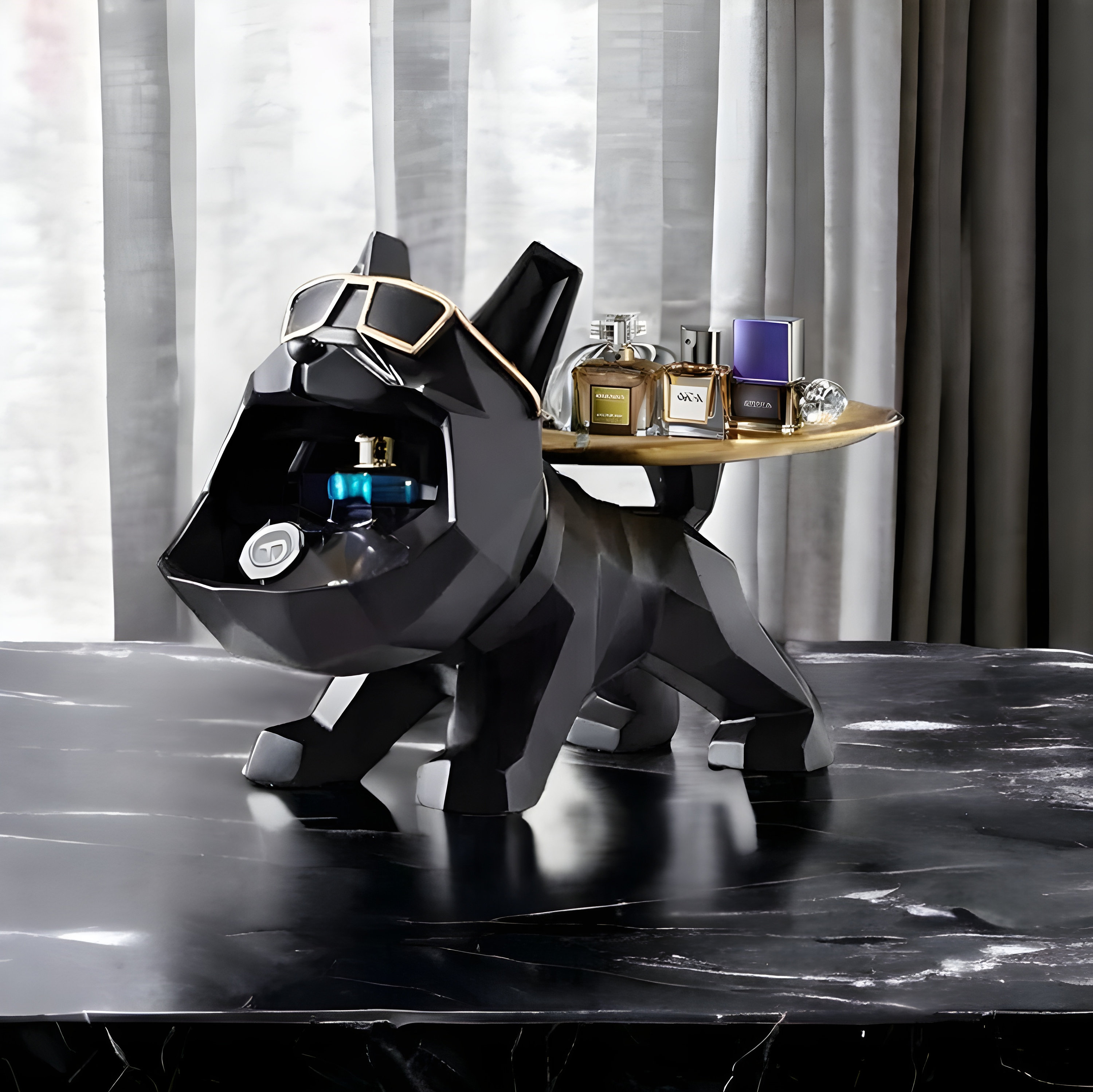 Englische Bulldogge Statue Butler Fan Dekoration Hunde Figur Skulptur Diner  Deko