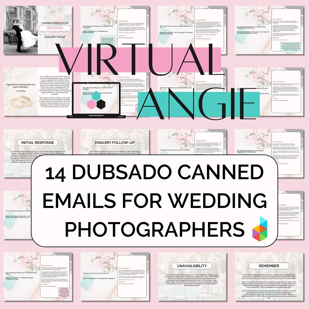 Dubsado Canned Email Templates for Wedding Photographers Etsy