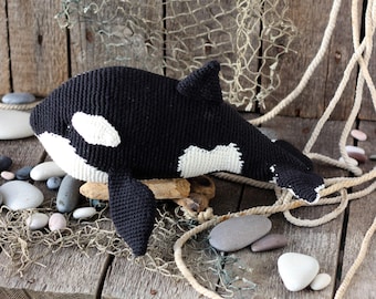 Crocheted Killer Whale Plush, Realistic Orca Stuffed Animal