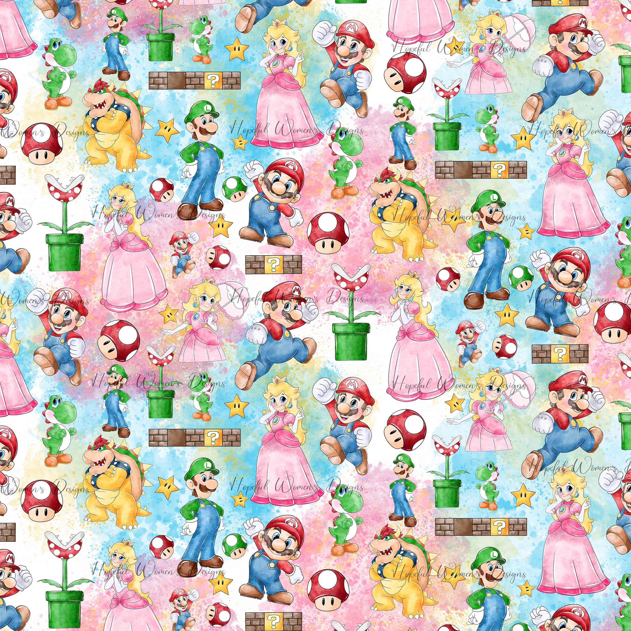 Super Bros Seamless Pattern Mario Video Game Pattern Bros - Etsy