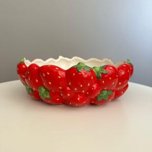 Handmade Strawberry Ceramic Bowl | Handmade Fruit Shaped Decorative Dish | Summer Tableware for Snacks, Sweets & Decor Mother&#39;s Day Gift