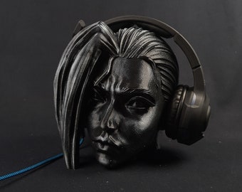 Jinx Headphone Stand / Headphone Holder / Jinx Paintable Bust / Gaming Room Decor