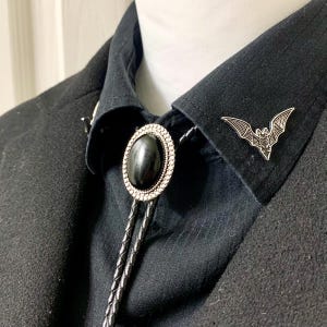 Gemstone Bolo Tie/ Black Agate