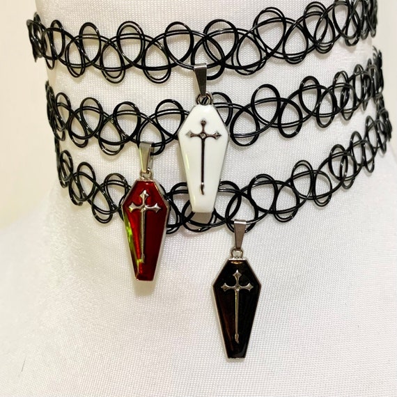 Tattoo Choker with Coffin Charm