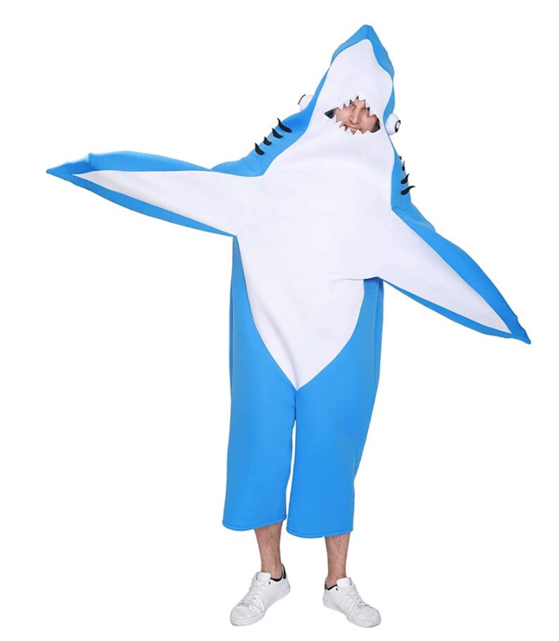 Shark Costume for Adult Funny Animal Mascot Jumpsuit Unisex Etsy