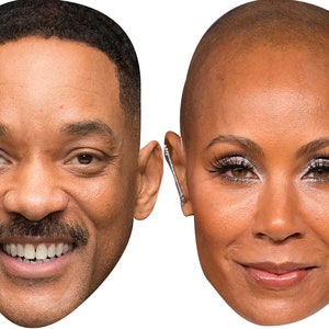 Will Smith and Jada Pinkett Smith Celebrity Couple Fancy Dress Face Mask Pack Hen Stag Party Mask Custom DIY or Ready Made Sticks or Elastic