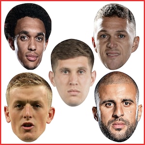 Euro's 2024 England Footballers Fancy Dress Face Mask Pack Despedida de soltero/a Euro's Football Players Masks Custom Cut DIY o Ready Made Pack 3