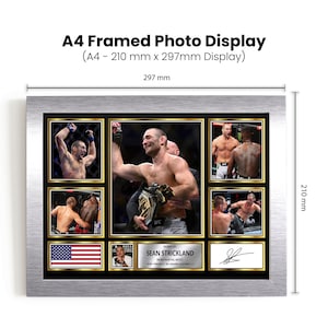 Sean Strickland UFC Fighter Signed Autographed Limited Edition Poster Print Boxing MMA Gift Optional Frame A4 A3 A2 A1 Gold Silver Black