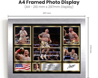 Andy Ruiz Boxer Signed Autographed Limited Edition Poster Print Boxing Gift Optional Frame A4 A3 A2 A1 Gold Silver White Black