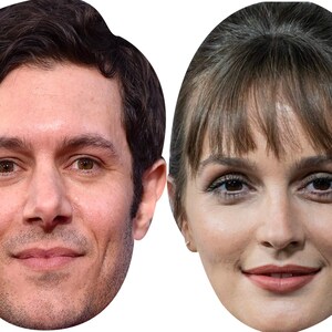Adam Brody e Leighton Meester Casal de celebridades vestido extravagante pacote de máscara facial de despedida de solteiro personalizada DIY ou palitos prontos ou elásticos