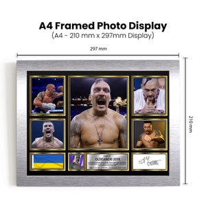 Oleksandr Usyk Boxer Signiert Signiert Limitierte Auflage Poster Print Boxen Geschenk Optional Rahmen A4 A3 A2 A1 Gold Silber Weiß Schwarz