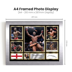 Leon Edwards UFC Fighter Signed Autographed Limited Edition Poster Print Boxing MMA Gift Optional Frame A4 A3 A2 A1 Gold Silver White Black