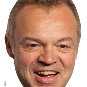 Graham Norton - Eurovisie Songfestival 2025 Celebrity-kostuum gezichtsmasker vrijgezellenfeest Eurovisie Songfestival masker op maat gesneden DIY of kant-en-klaar