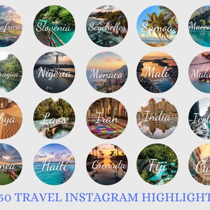 150 Country Instagram Story Highlight Covers, Travel Story Highlight Covers, Country Instagram Highlight Icons, Travel Blogger IG Highlights