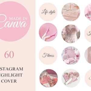 60 Pink Instagram Highlight Covers, Aesthetic Instagram Story Highlights, Instagram Story Highlight Icons, Pink Instagram Highlights Canva