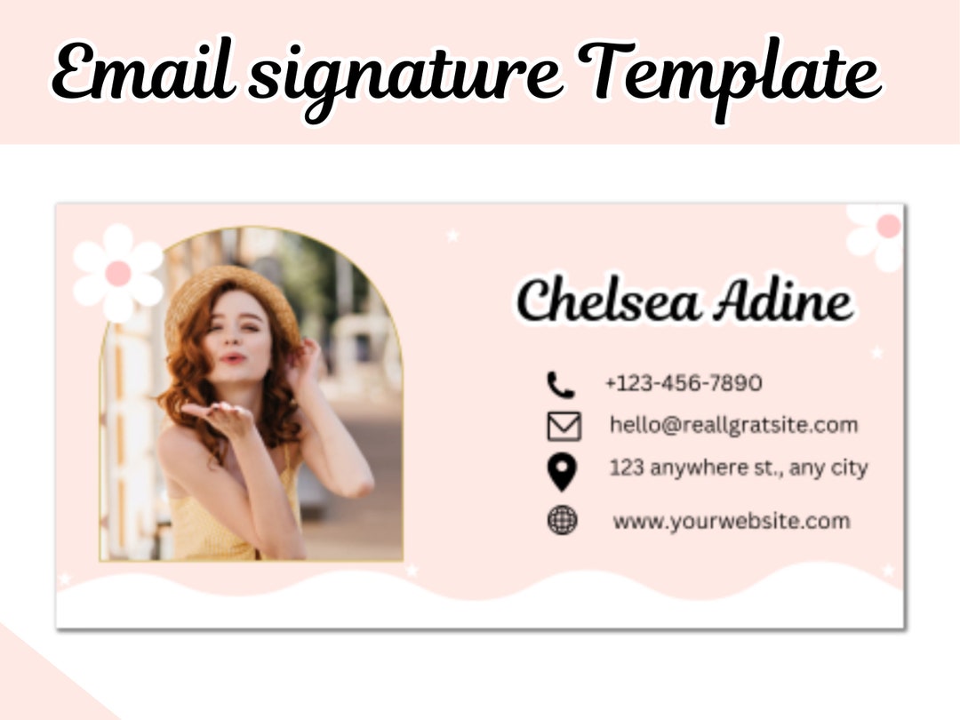 Pink Email Signature Template Canva, Small Business Branding (digital ...