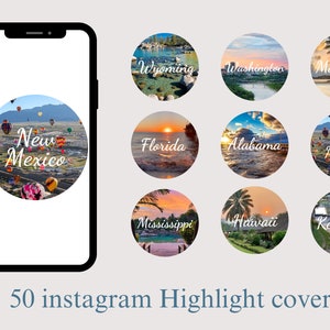 50 US Instagram Story Highlight Covers, Travel Story Highlight Covers, America Instagram Highlight Icons, Travel Blogger IG Highlights