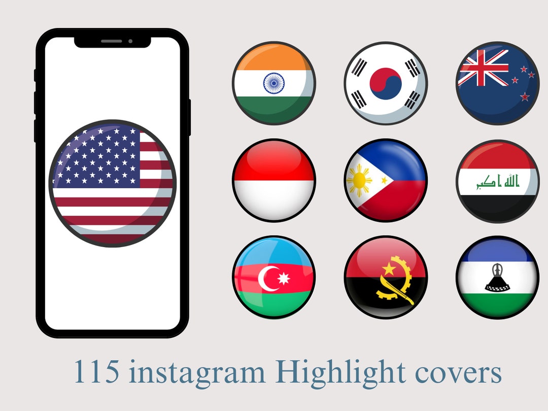 115 Countries & Islands Flags Highlight, Instagram Travel Highlight ...