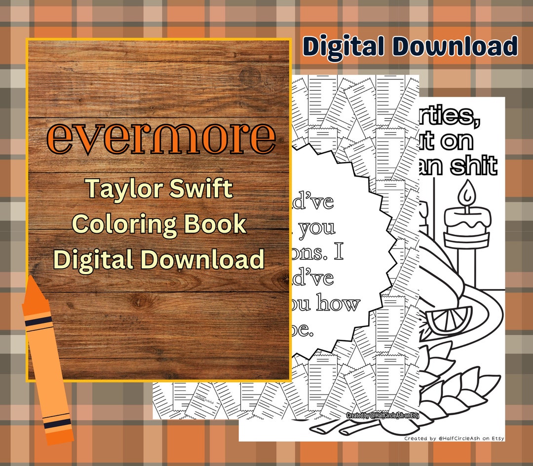Evermore Digital Download Coloring Book 18 Taylor Swift Coloring Pages ...