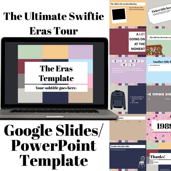 Swiftie Eras Google Slides Template | PowerPoint pptx Presentation Taylor Swift Tour Friendship Bracelets for Classroom Professional Work