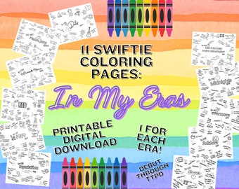 Taylor Swift Eras Printable Coloring Pages | Swiftie Digital Download Coloring Book