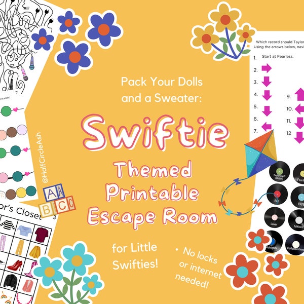Swiftie Escape Room for Little Kids | Taylor Swift Eras Printable Activity | Taylor's Version Party Children Birthday Classroom Game