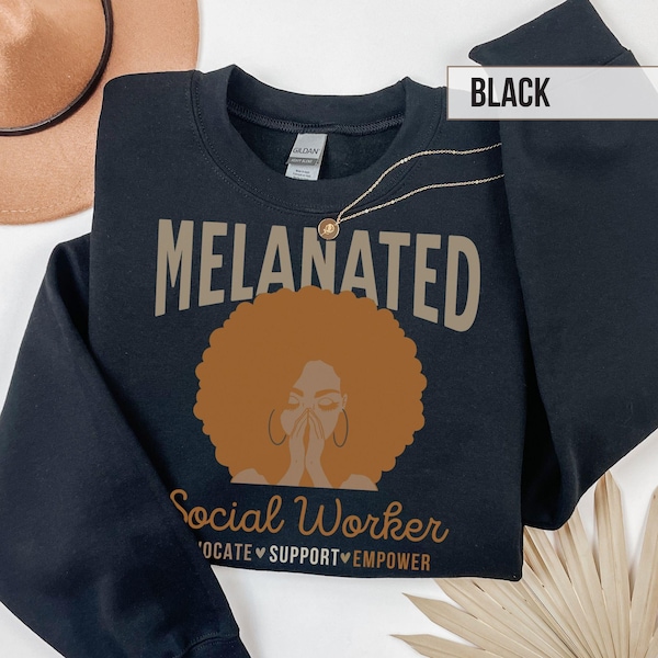 Black Social Worker Crewneck Sweatshirt Gift for Therapist Sweater,School Counselor Appreciation Shirt Therapist Pullover LSW MSW Graduation