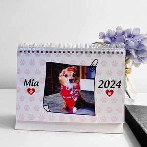 Dog Desk Calendar, Personalized Pet Photo Montly Calendar, Cat Calendar, Dog Breed Calendar