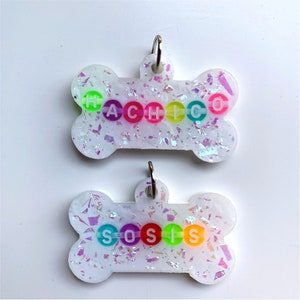 Personalized Resin Dog Tag, Glitter Pet Id Tag, Cat Tag, Handmade Dog Tag, Dog Accessories