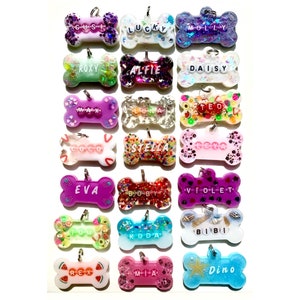 Resin Dog Tag, Personalized Pet Tag, Epoxy Dog Tags, Resin Dog Collar Tag,  Glitter Id Tag