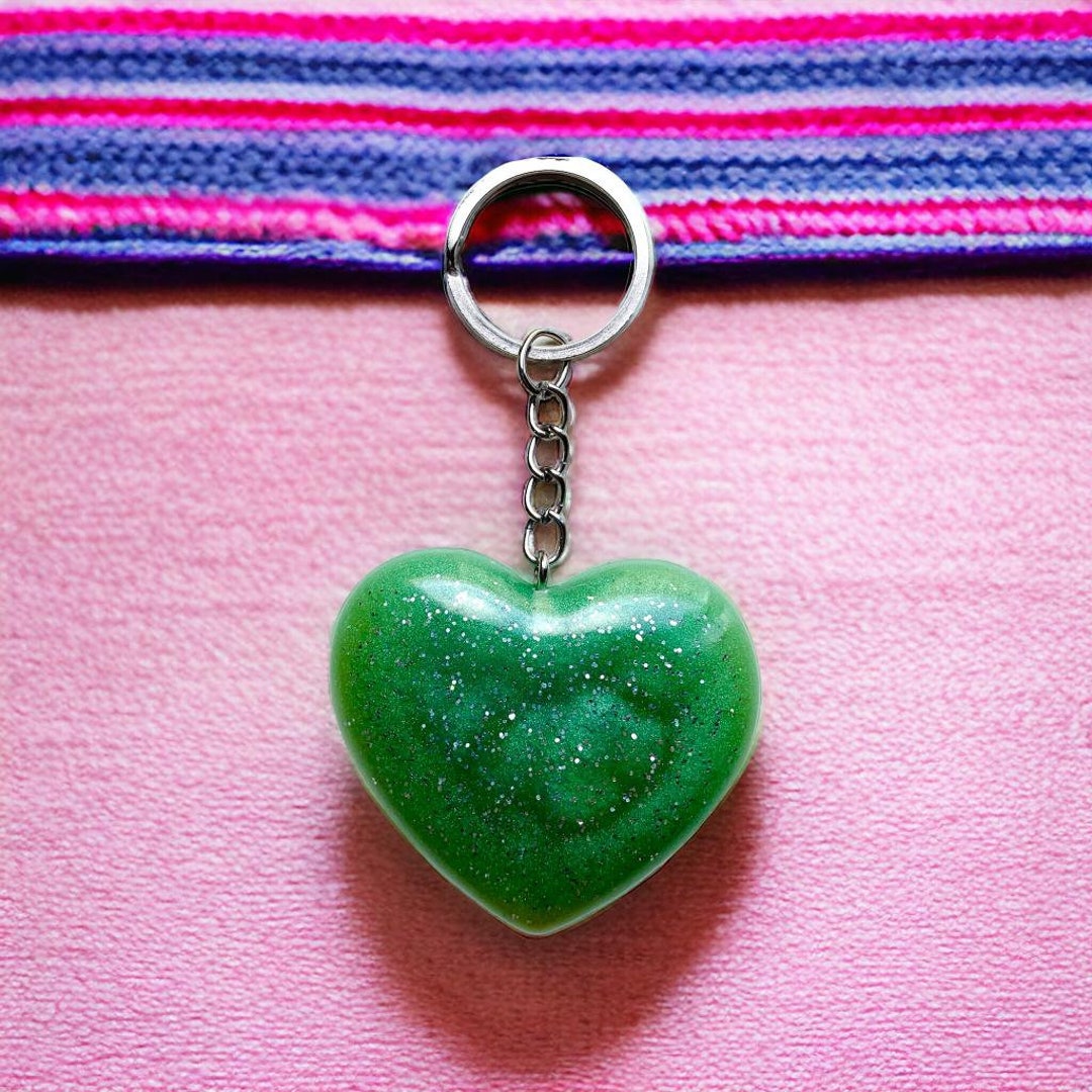 Heart Shaped Glitter Keychain, Resin Heart Keychain, Bag Accessories