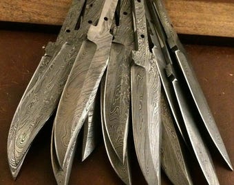 Hand Forged Danascus Steel 8'' Blank Blade Knife Lot Of 20 / For Knife Making / Best Hunting Hiking Fishing / Beautiful Gift For Him
