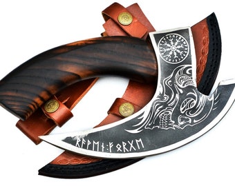 Viking Pizza Cutter Axe, viking pizza axe The Original custom hand forged pizza Axe, Viking Bearded Camping Axe, Anniversary Gift For Him