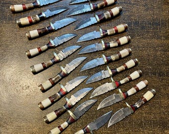 Lot Of 20 Knives Stag Horn Handle Hunting Camping Knives With Leather Sheath, Wholsale Price, Beautiful Gift For Him, Husband Gift