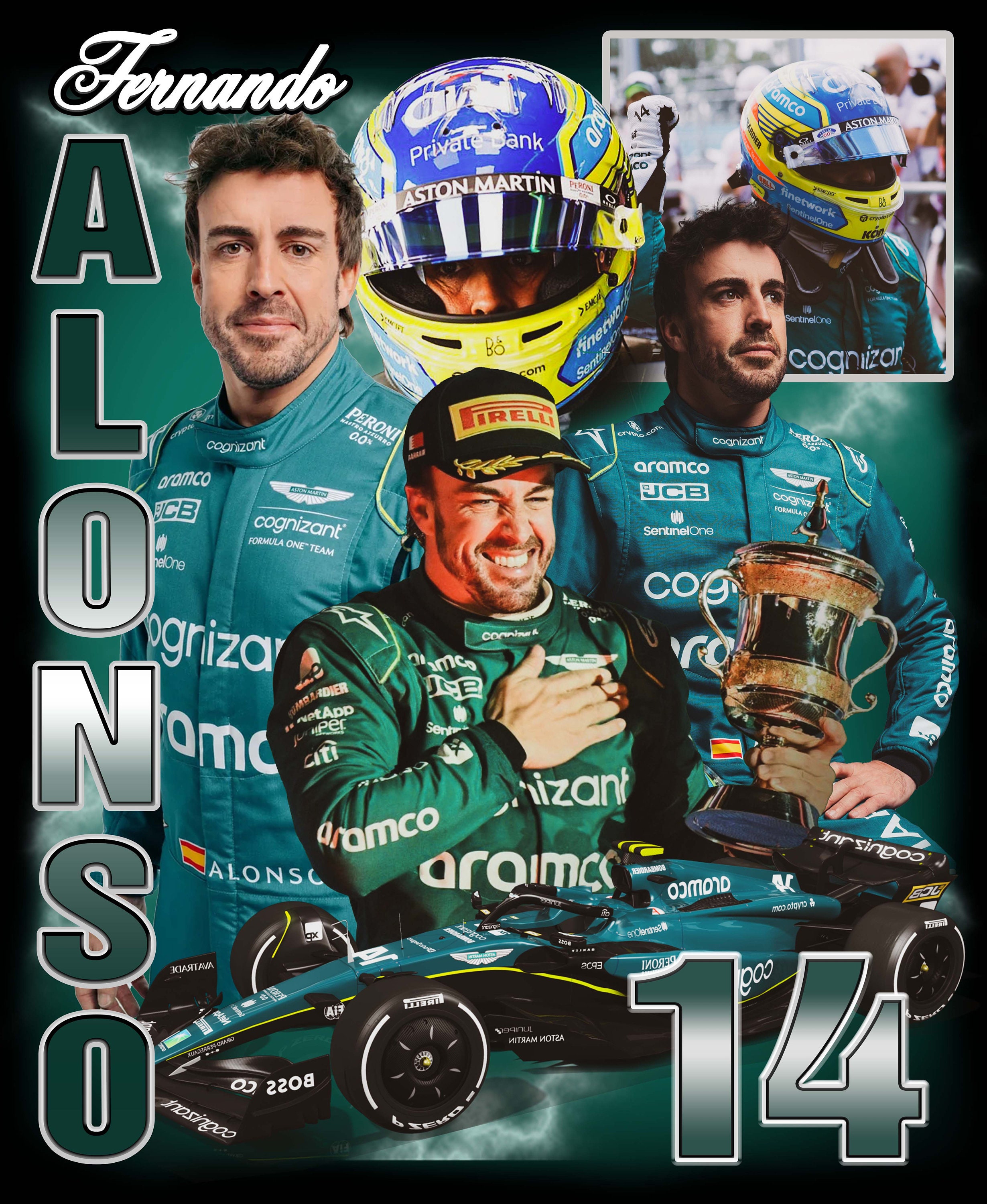Fernando Alonso Poster 59 Wall Art Canvas Print Poster Home Bathroom  Bedroom Office Living Room Decor Canvas Poster Unframe：12x18inch(30x45cm)