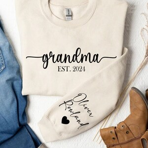 Personalized Grandma Sweatshirt with Grandkids Names on Sleeve, Custom Granny Sweater, Est Date Gramma Sweatshirt, Gift for Grandma