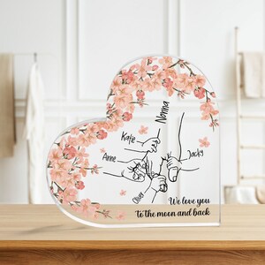 Personalized Grandma and Kid Hands Heart Acrylic Plaque, Mother&#39;s Day Gifts for Grandma, Birthday Gifts for Grandma, Grandma Gifts