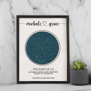 Custom Star Map by Date, Personalized Night Sky Print Framed, Wedding Anniversary Star Map Gift for Couple, Valentines Gift for Him or Her