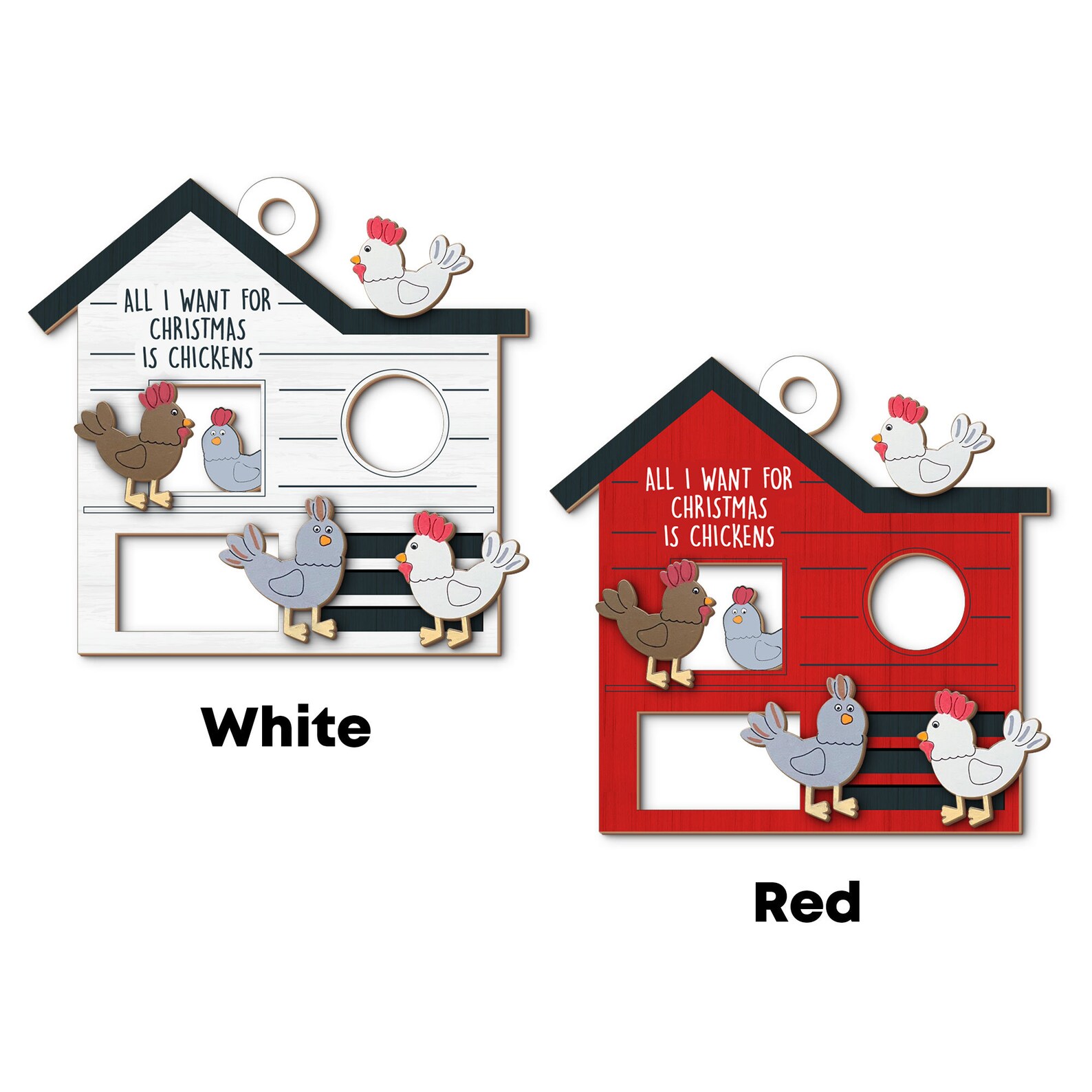 Personalized Chicken Coop Ornament, Wooden Chicken Ornament, Farm