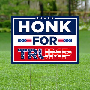 Letrero de jardín de Donald Trump 2024, Letrero de jardín de Honk For Trump 2024, Bandera de Trump para presidente 2024, Letrero de jardín republicano, Letrero político para césped