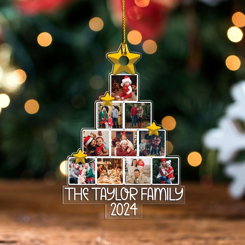 Photo Family Tree Christmas, Personalized Acrylic Photo Ornament, 1st ...