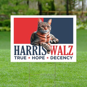 Harris Walz 2024 Obviously Yard Sign - Coroplast Harris For President 2024 Lawn Sign, President Election Signs Cat Lady Vote Not Going Back